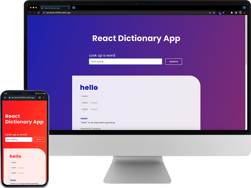 React Dictionary App